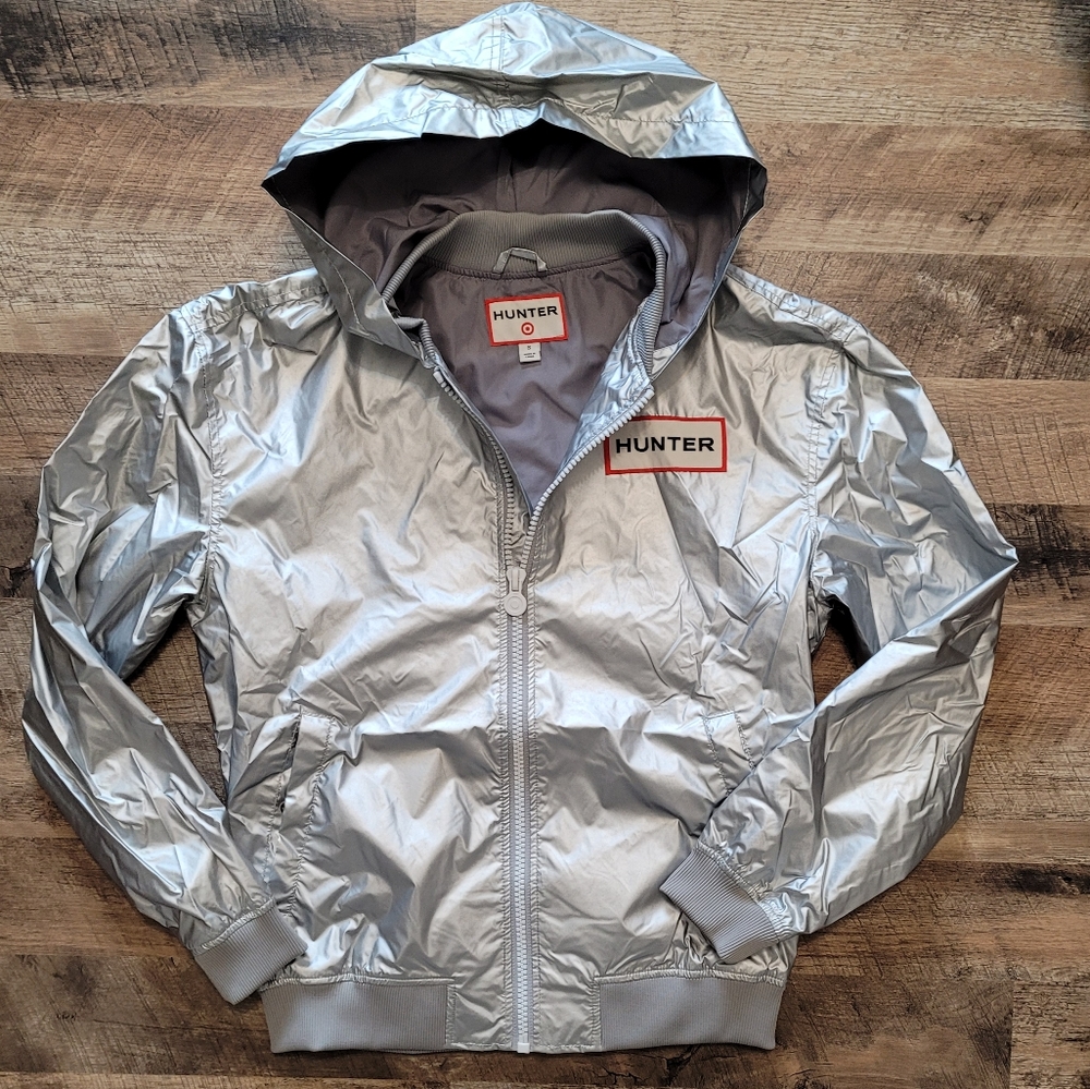 Hunter x Target Silver Windbreaker Jacket sz Small Nautical Sailing Y2K